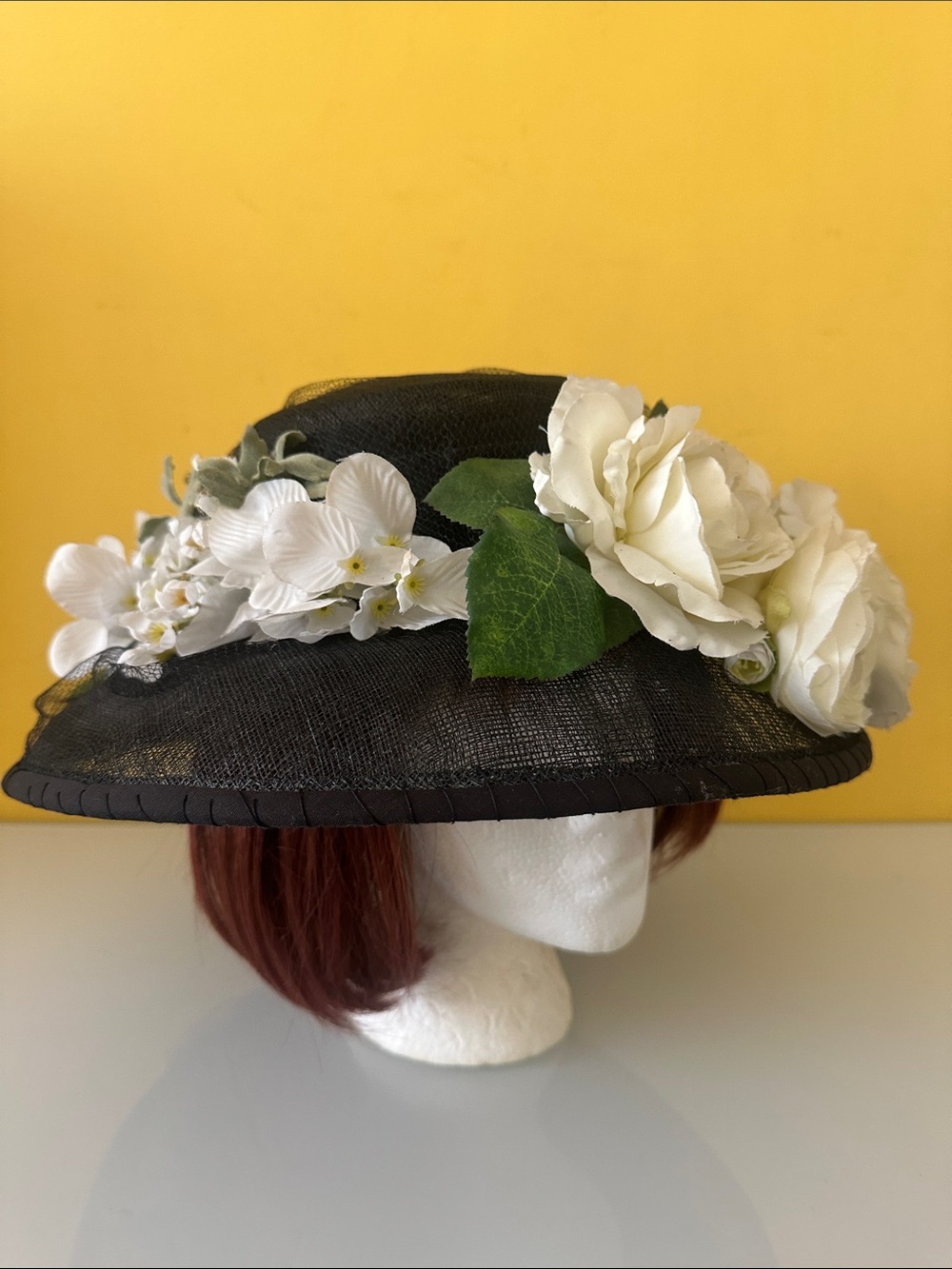Laplein Vintage-style Black Sinamay Floral Wide-Brim Women's Hat Wedding Derby - Picture 10 of 16